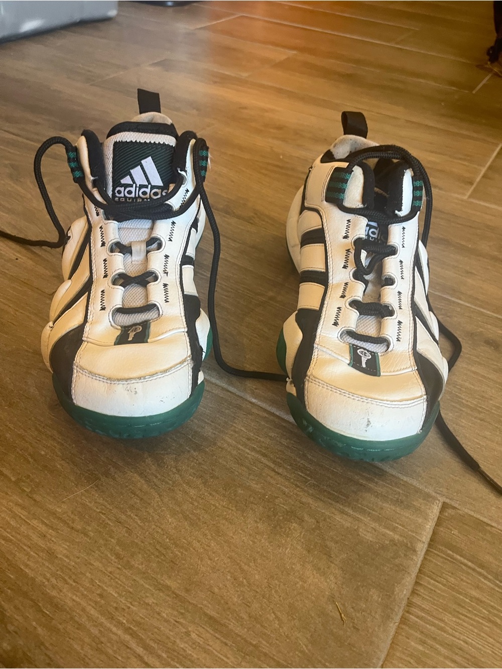 adidas White Black and Green Youth Athletic Sneakers